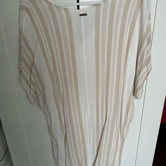 Billabong Women's Lightweight Swim Cover-up Beige & White With Fringe Size Large - Picture 4 of 8